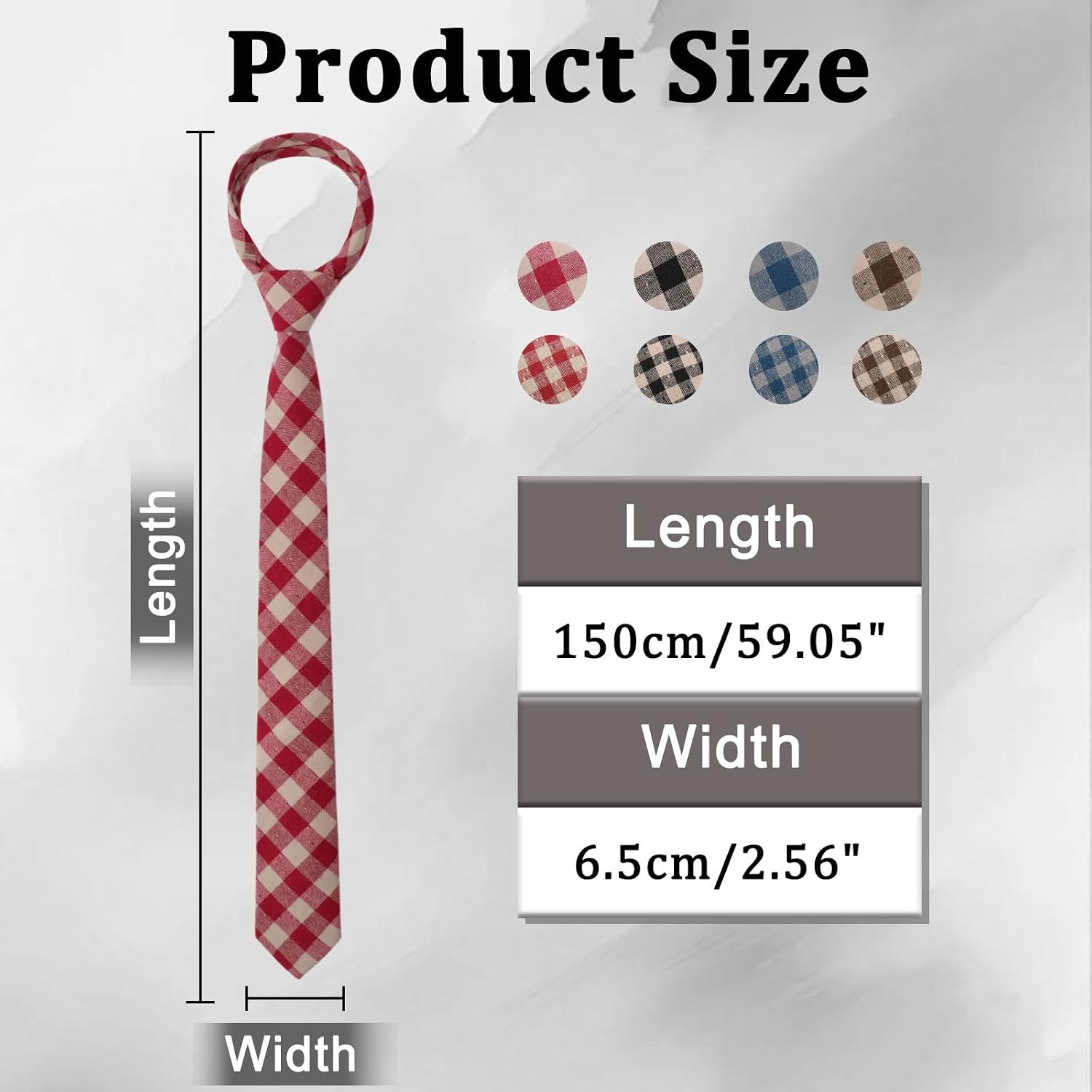 Cotton Tie 2.56'' Mens Ties Plaid Skinny Neckties for Office | Plaid, Neckties, Cotton, Skinny, Mens Tie, Soft and Comfortable, Men's Neck Ties for Office, Business, Formal, Casual, Party