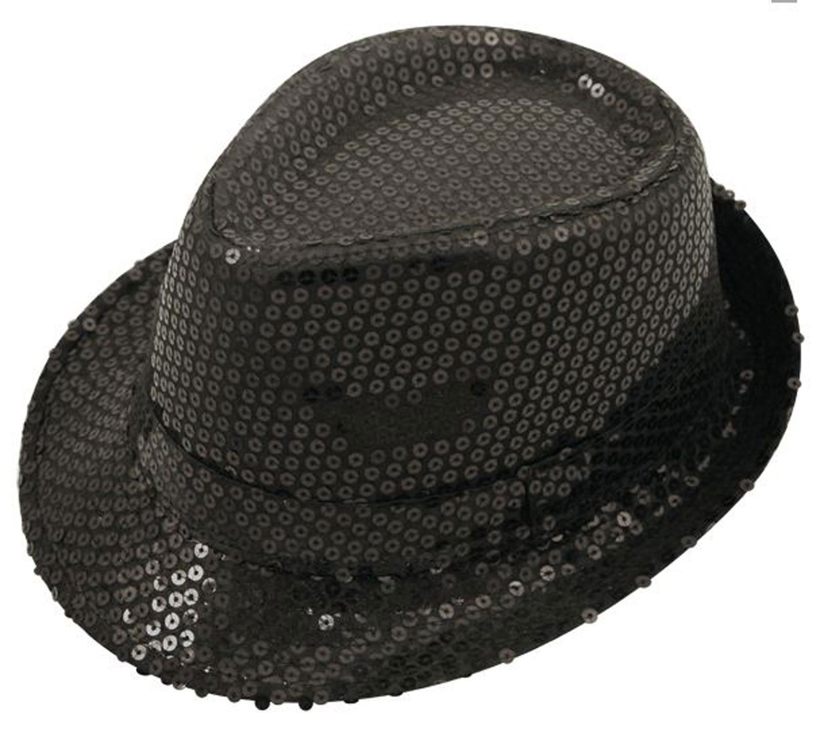 labreeze Adults Sequin Gangster Hat Elegant Shiny Fedora Trilby Dance Theatre Party Fancy Dress Cap (Black)