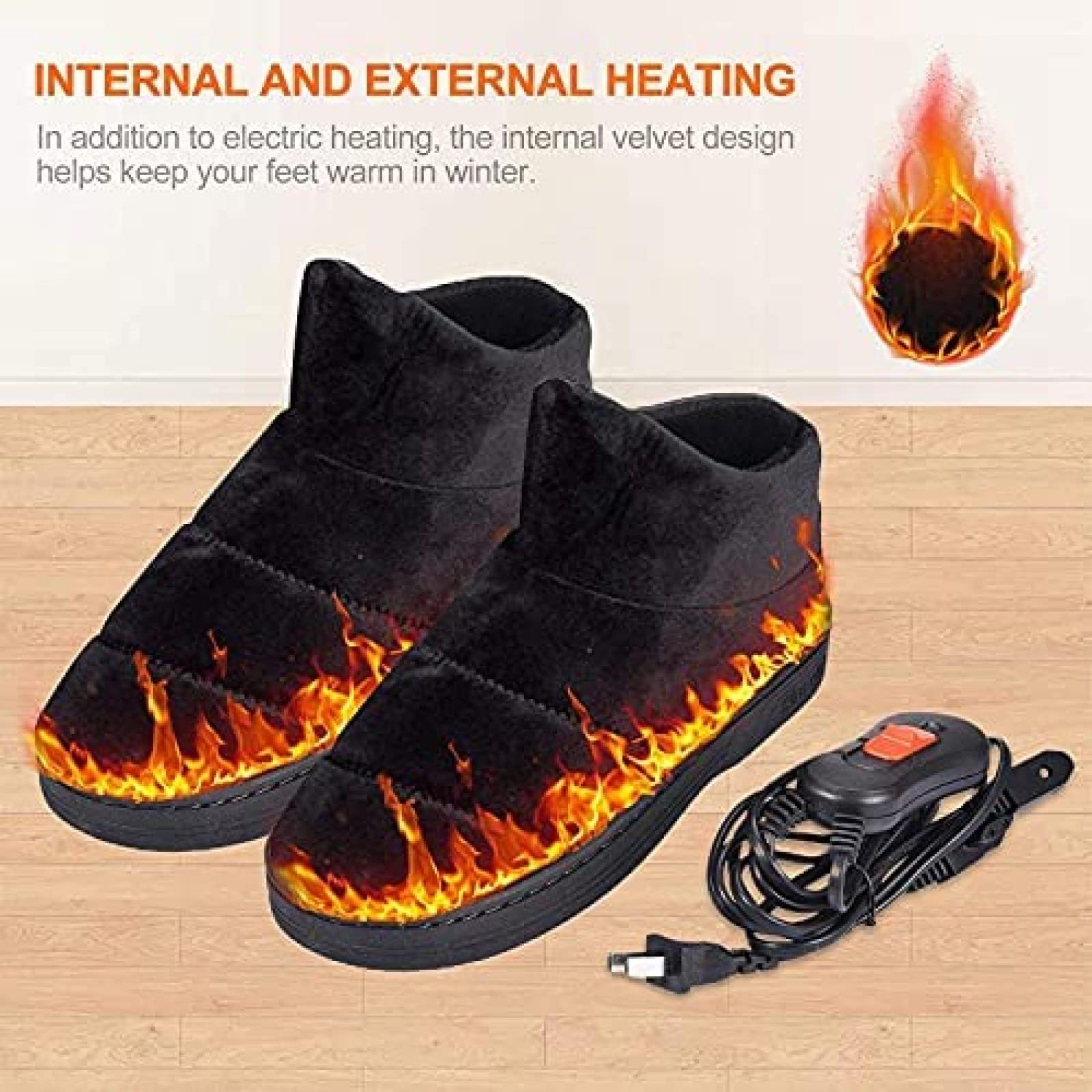 Pantofole riscaldate elettriche Scarpe riscaldate elettriche Scaldapiedi Pantofole riscaldanti invernali in morbido peluche Cuscino per i piedi Stivaletto riscaldante riscaldato