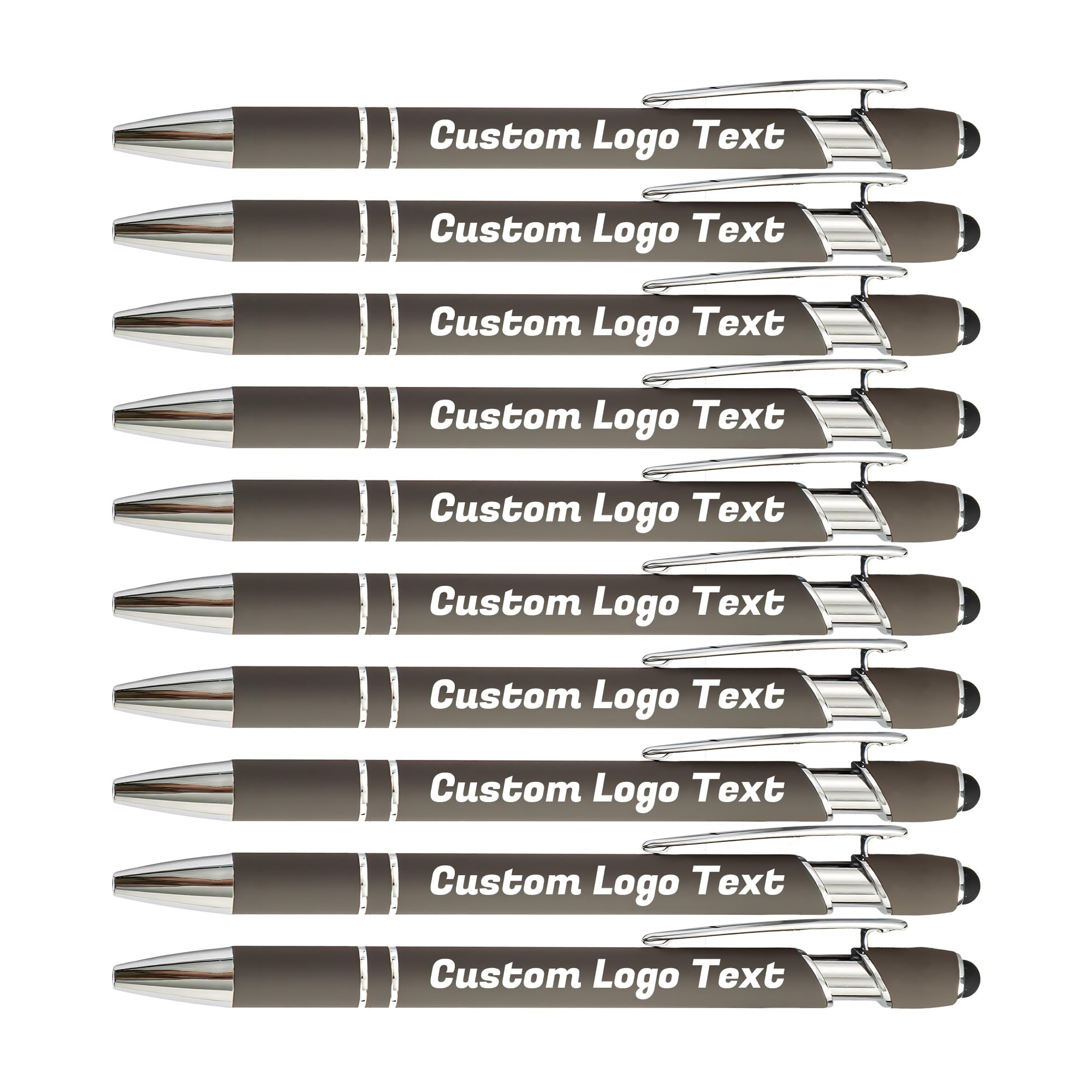 HEYZARDA Stylo Personnalisé avec Nom Text Logo avec Stylet Pour Écran Tactile pour École de commerce Bureau Événements Réunion Église Mariage 100 Pcs, gris — image 1