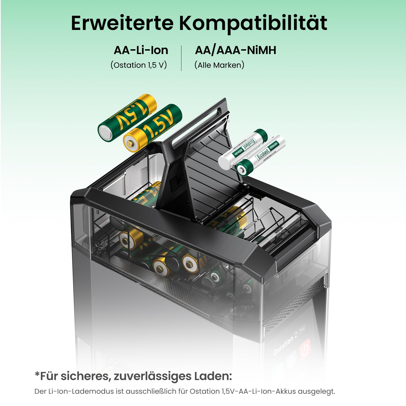 Ostation 2 Pro AA AAA Ladestation, 3 in 1 Touchscreen Ladegerät