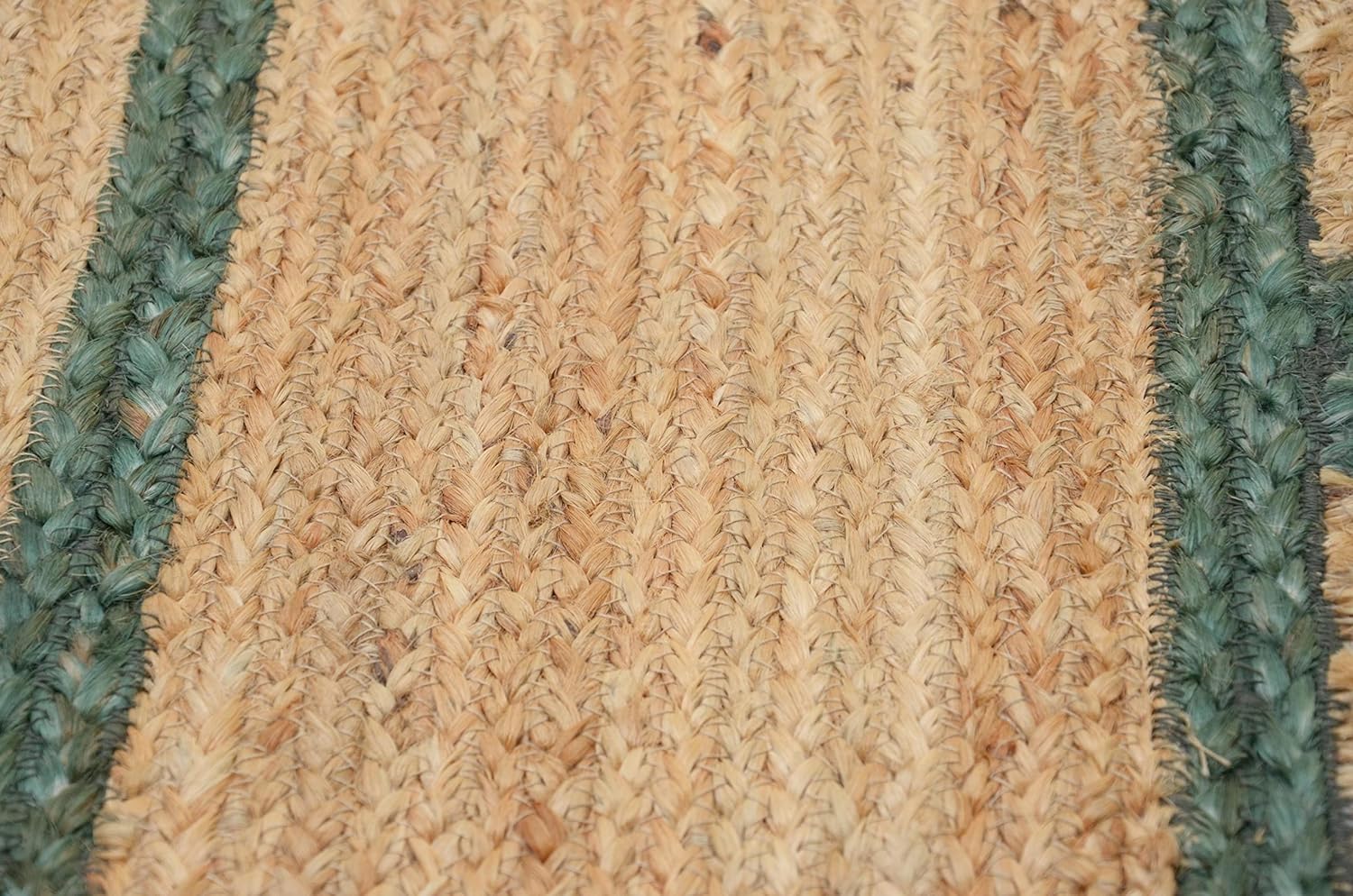 Handwoven Natural Jute Rug Braided Area Rug Nonslip & Durable Carpet with Designer Border for Home Floor Decor (Green, 10x13 Inch)