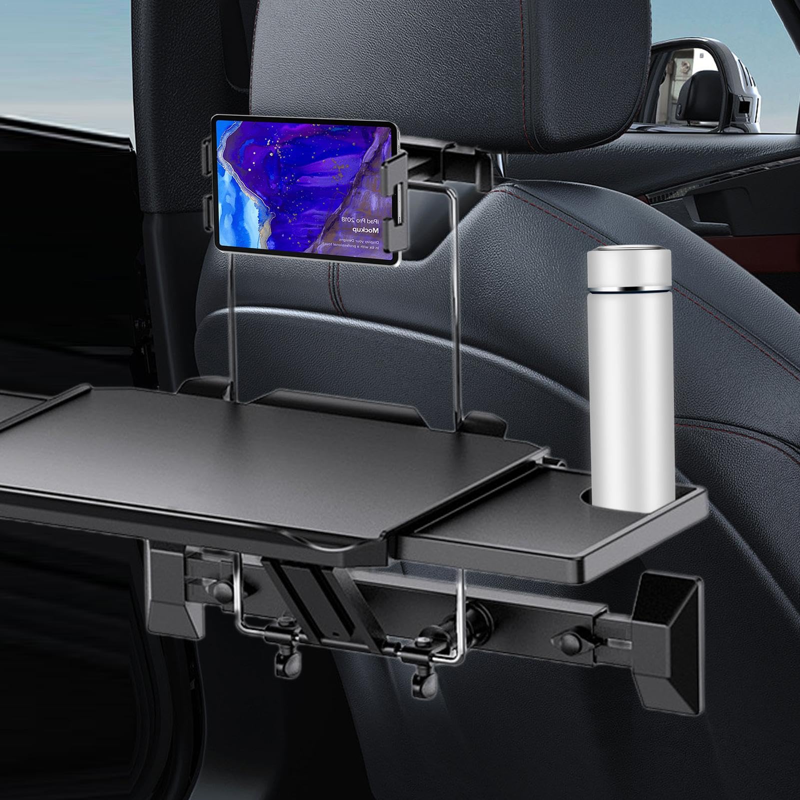 Auto-Rücksitztisch, Reisetablett Für Autositz, Faltbares Esszimmerregal Zur Laptop-Montage, Verstellbarer Rücksitz-Schreibtisch, Fahrzeugsitz-Rücken-Organizer-Tisch Zum Essen, Trinken, Arbeiten