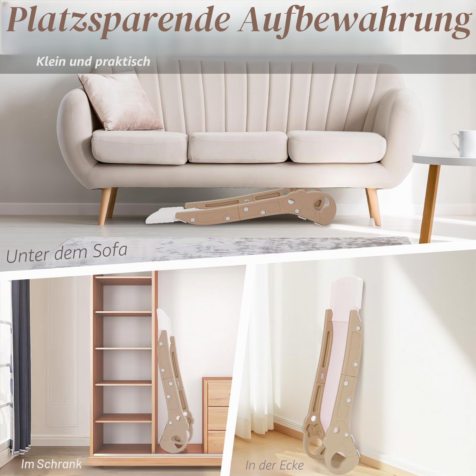 Sofa Rutsche, Kinderrutsche, Mini Kletterrutsche für Bett oder Sofa, Indoor & Outdoor Spielausrüstung für Jungen und Mädchen (Khaki)
