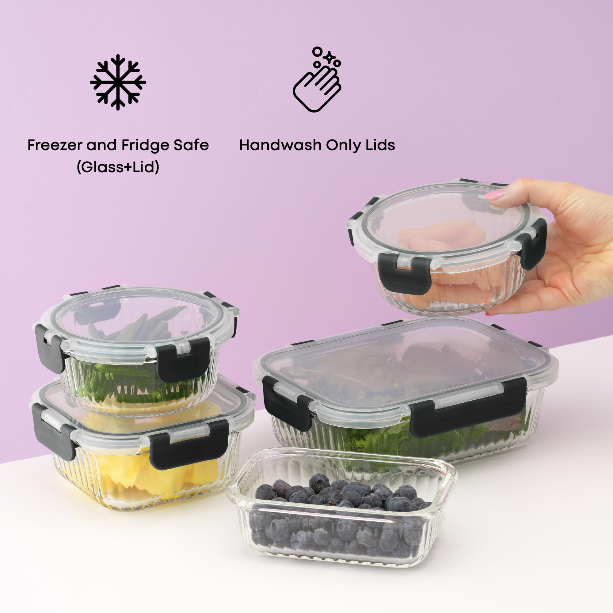 JoyJolt 24 contenitori in vetro borosilicato con coperchio, 12 contenitori ermetici/adatti al congelatore, per dispensa e cucina, contenitori per la preparazione dei pasti per il pranzo, set di