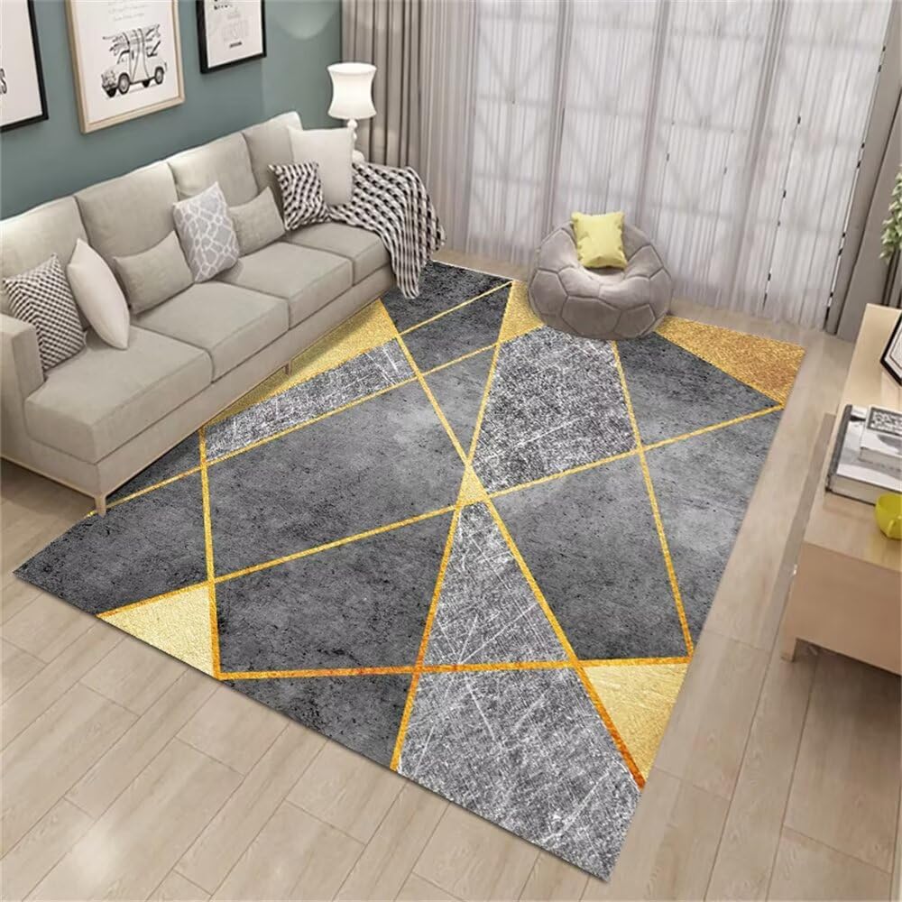 Tapis de salon résistant à l'usure gris-jaune pour protéger vos sols avec style