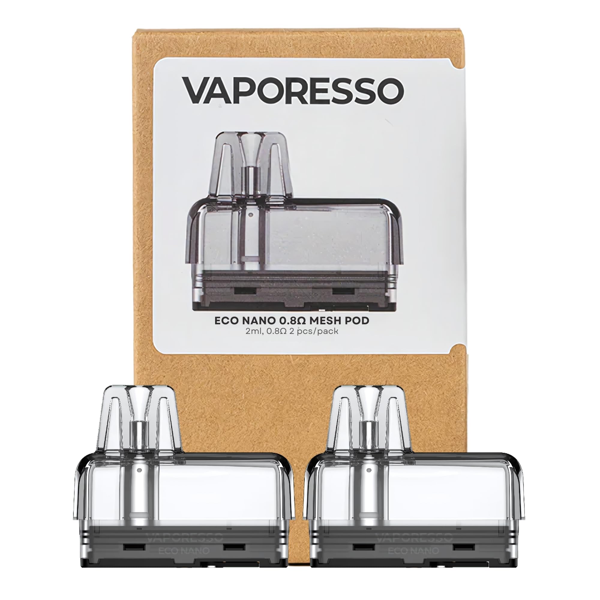 Vaporesso ECO Nano Pods [0.8 ohm] 2 Pack - COMPATIBLE WITH: Vaporesso Eco Nano, Eco Nano 2, and Eco Nano Pro Kit - Bottom Fill System, MTL Vaping Style, Mesh Coil Build - Nicotine Free