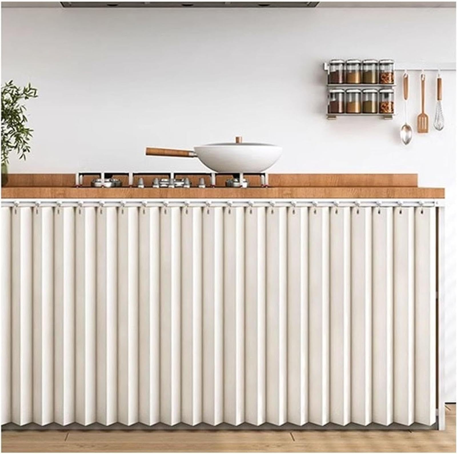 Rideau de placard coulissant avec rail beige W70 x H80 cm