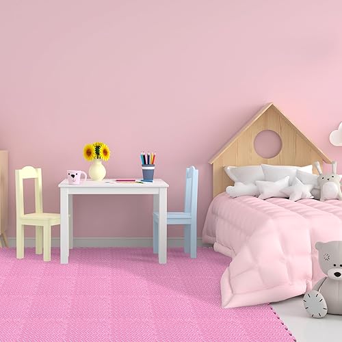 Miniatura 5 de Shihanee 16 unidades de azulejos de espuma para bebé de 11.81 x 11.81 pulgadas, tapetes de espuma a granel con bordes entrelazados para niños,