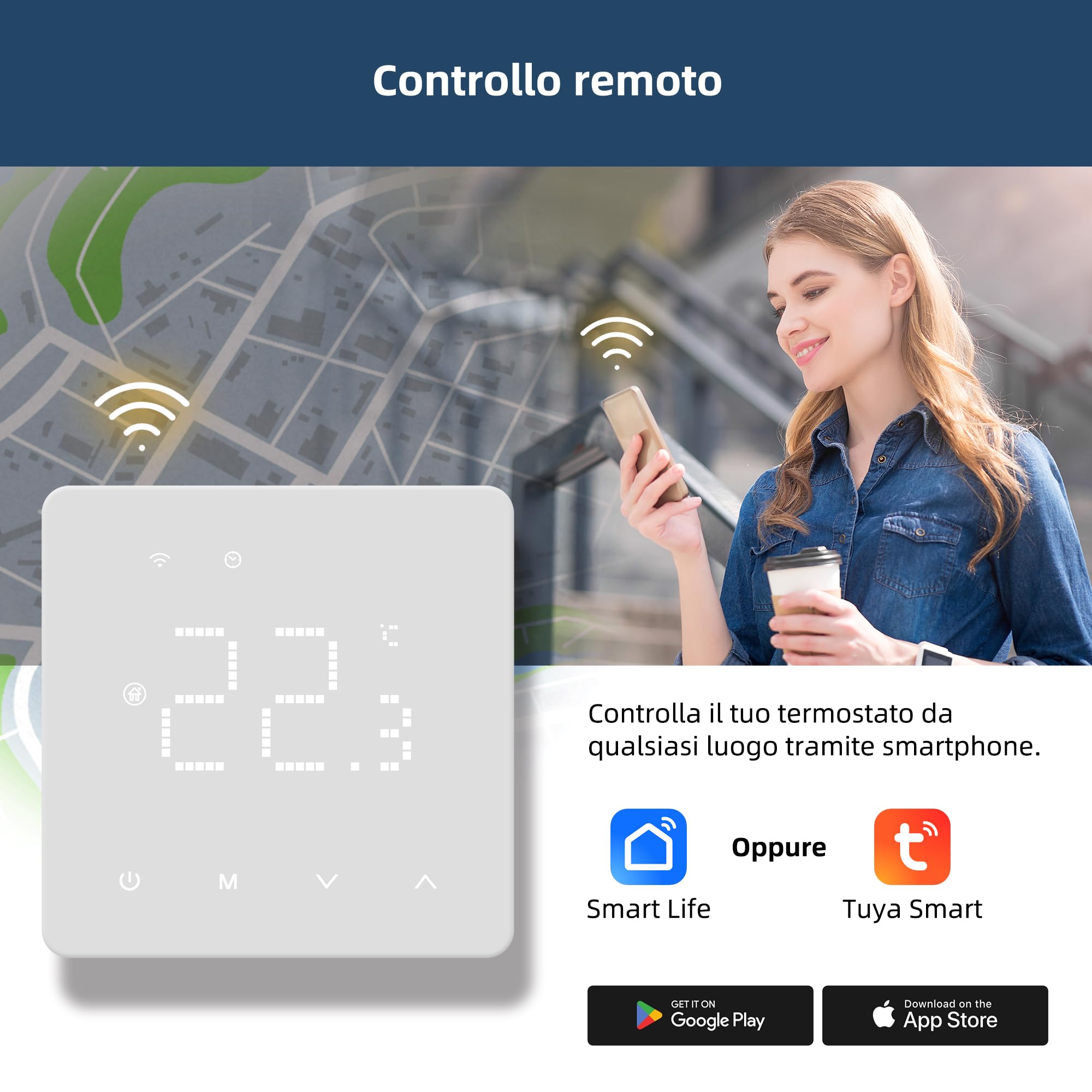 Beok Termostato elettrico per riscaldamento a pavimento WiFi Termostato di riscaldamento programmabile a giorno con sensore, compatibile con Tuya Alexa