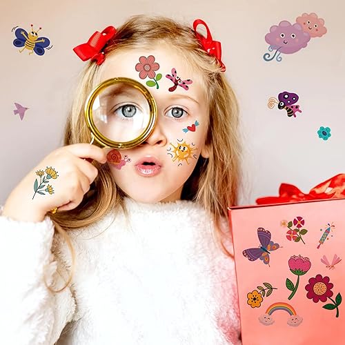 Miniatura 3 de Casciybo Tatuajes temporales de flores para niños y niñas 10 hojas falsas impermeables lindas calcomanías de tatuaje pequeñas para niños regalos de