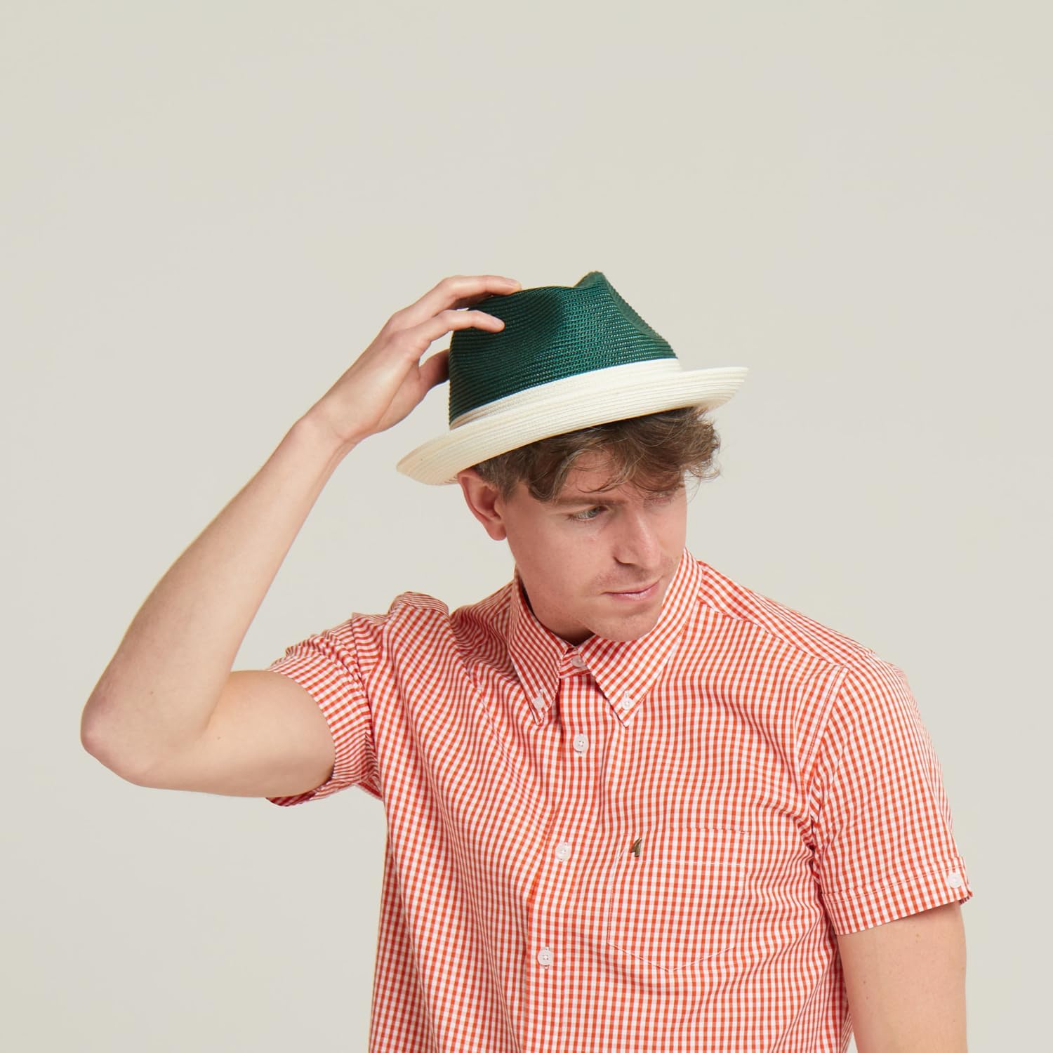DASMARCA Mens Summer Crushable & Packable Straw Fedora Hat - Florence (US, Alpha, X-Large, Emerald)