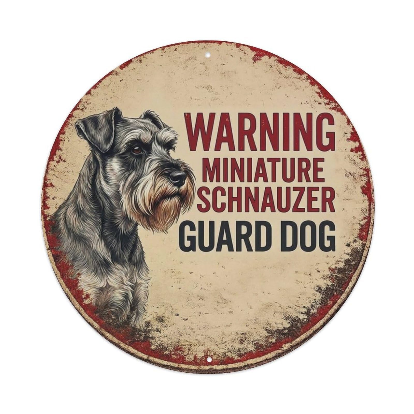 Metal Tin Sign Vintage Warning Miniature Schnauzer
