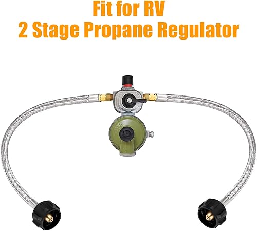 Miniatura 6 de WADEO Manguera de propano trenzada de acero inoxidable de 15 pulgadas, manguera de propano con destello macho invertido de 1/4 pulgadas, paquete de