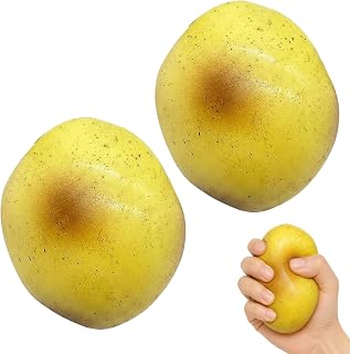 2 PCS Potato Squishy Stress Ball, Crunchy Mashed Potato Squishy Sensory Tools, Anxiety Relief for People, Portable Fidget Tools, Office and Travel, Coconut Oil Ball Design for Focus and Calm