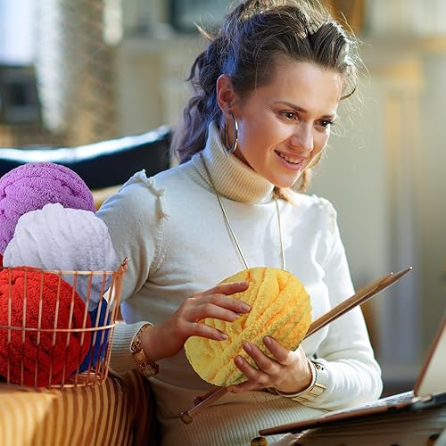 Miniatura 4 de Timgle Paquete de 24 hilos de felpilla gruesa para ganchillo (29 yardas cada madeja), hilo grueso y esponjoso para tejer, hilo de felpilla, hilo