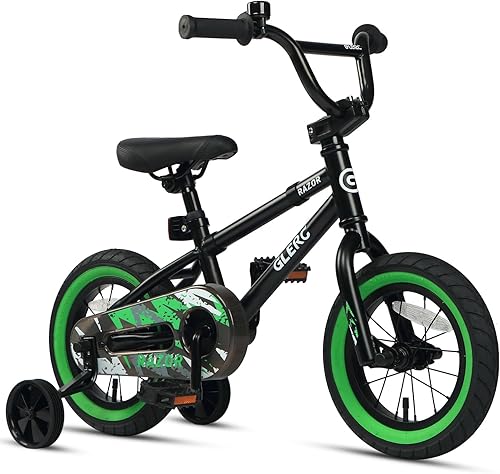Glerc Bicicleta para niños de 1 a 8 años, bicicleta para niños de 12 a 16 pulgadas, estilo BMX, con ruedas de entrenamiento, bicicleta para niños y