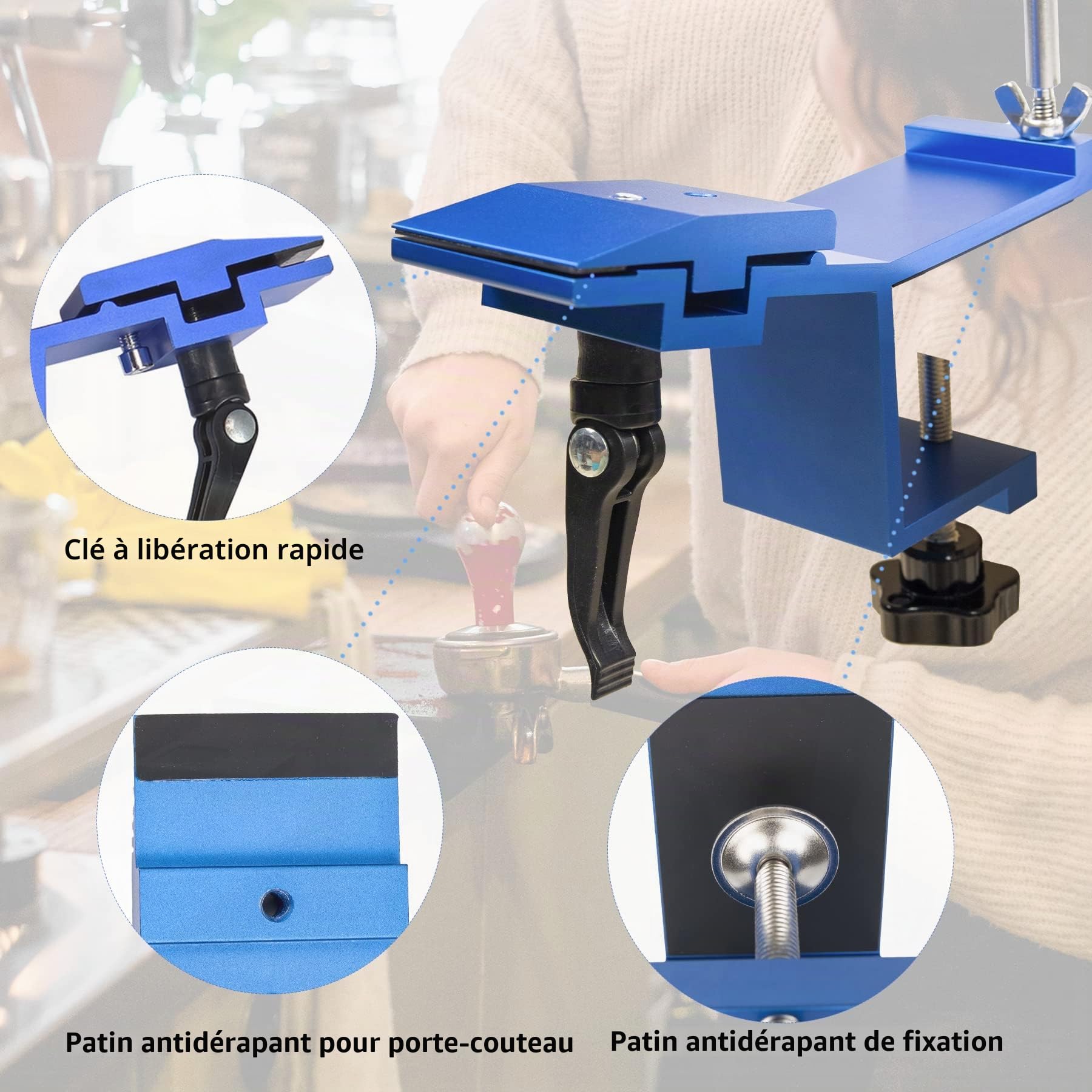 CWOVRS Aiguiseur Couteaux, Affûteur de Couteaux à Dégagement Rapide, Système d'Affûtage de Couteaux à Angle Fixe avec Maintien Abrasif, 8 Pierres + 1 Cuir + 1 Pâte à Polir