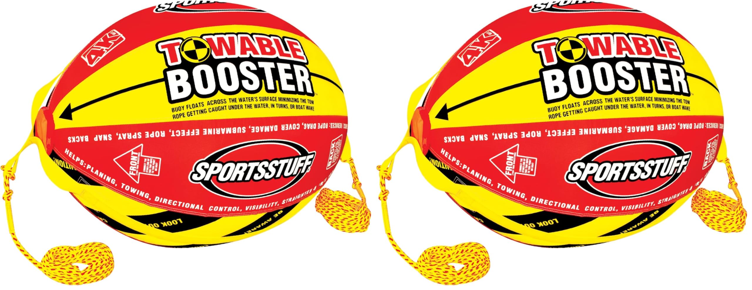 SportsStuff Booster Towable Tube Ball Towable Rope for Lift and Visibility, 60 ft Rope with 4,100 lb Break Strength (Pack of 2)