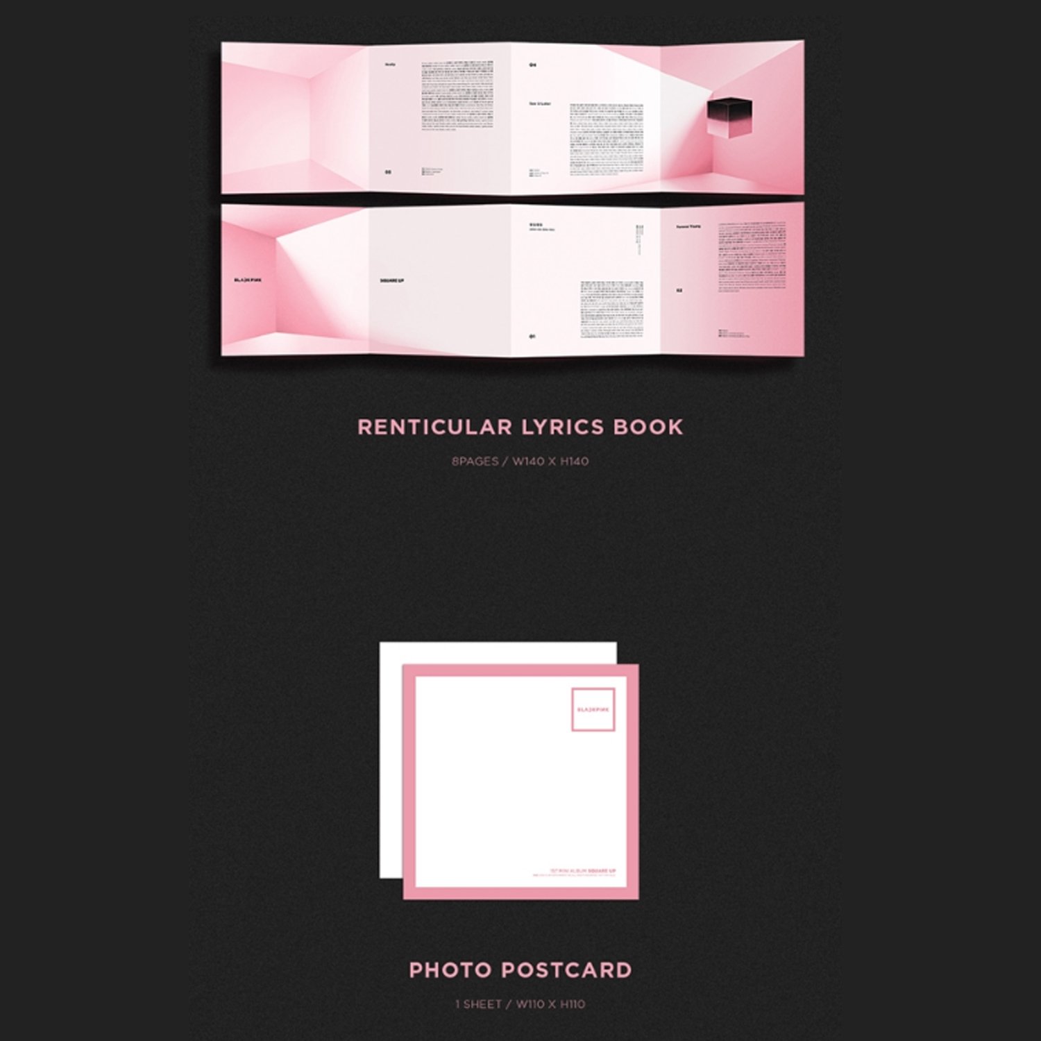 Square Up [ PINK Ver. ] - BLACKPINK 1st Mini Album CD + Photo Book + Lyrics Book + Postcard + Photocard + FREE GIFT / K-POP Sealed.