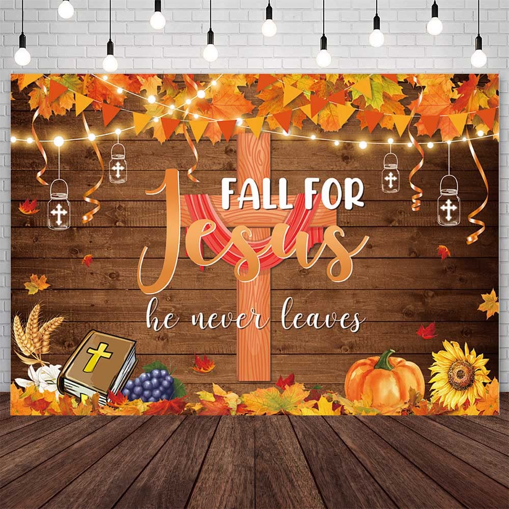 Fall Backdrops For Wall Fall For Jesus Banner Backdrop 7x5FT - Autumn ...