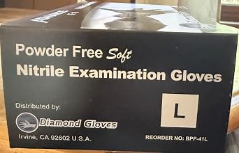 Diamond Gloves Advance IF 41 Powder-Free Soft Nitrile Examination Gloves, Large, Black, 100 Count, 4 mil
