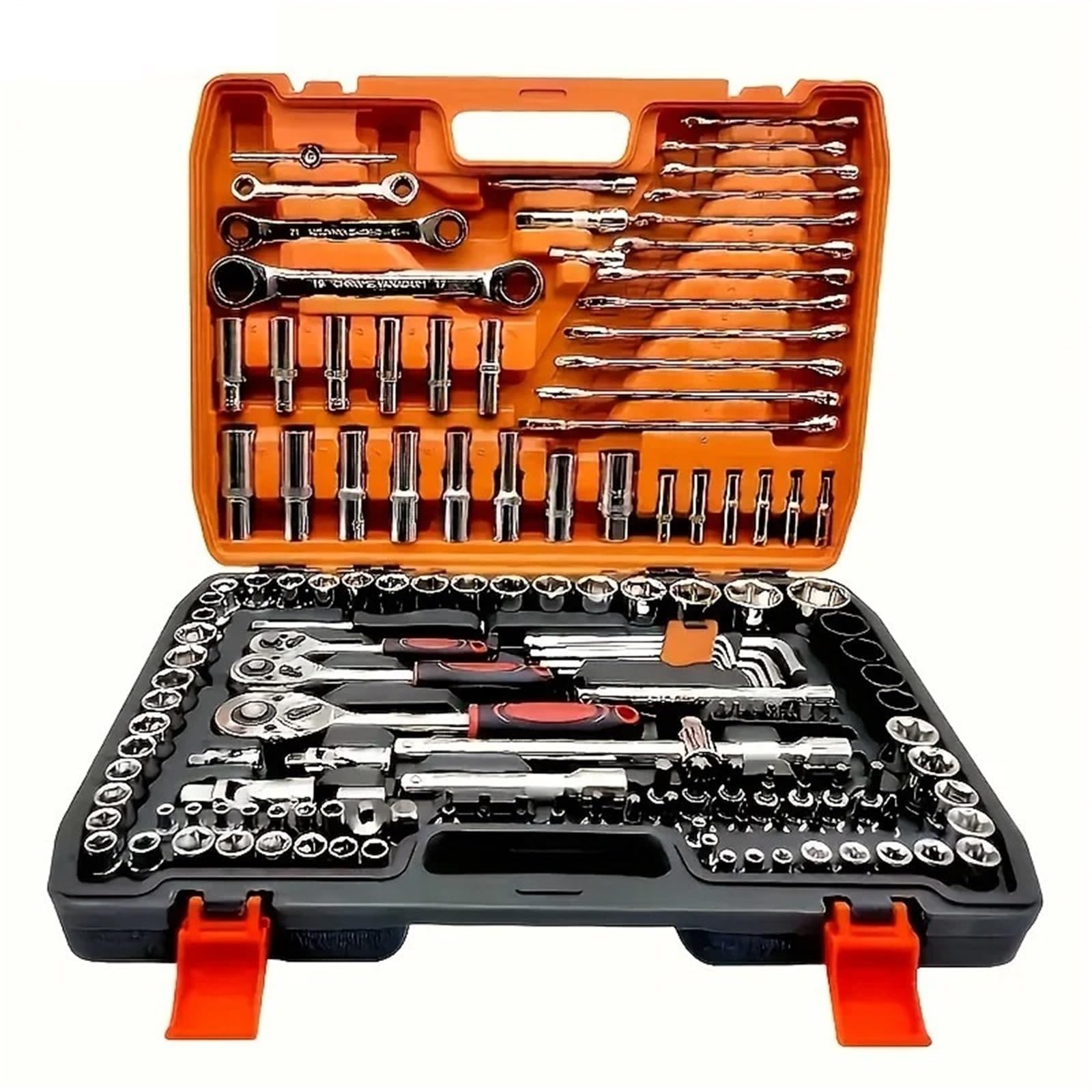 Kit di attrezzi per auto da 151/46 pezzi | Chiave dinamometrica a cricchetto ultra-portatile per riparazioni di auto/moto/bici cilindro e boccole Utensile per Cuscinetti e Bocco(151PCS suite)