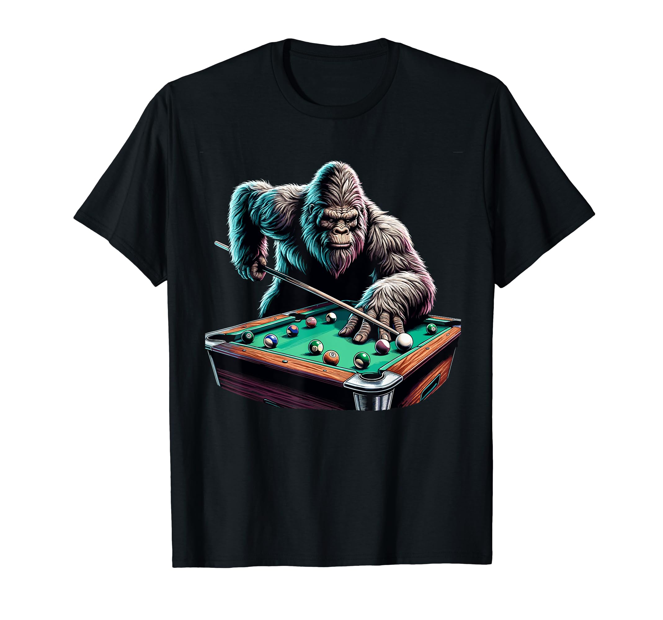 Bigfoot Billiards Apparel and AccessoriesFunny Bigfoot Sasquatch Billiards Pool Player Men Boys T-ShirtOEKO-TEX STANDARD 100