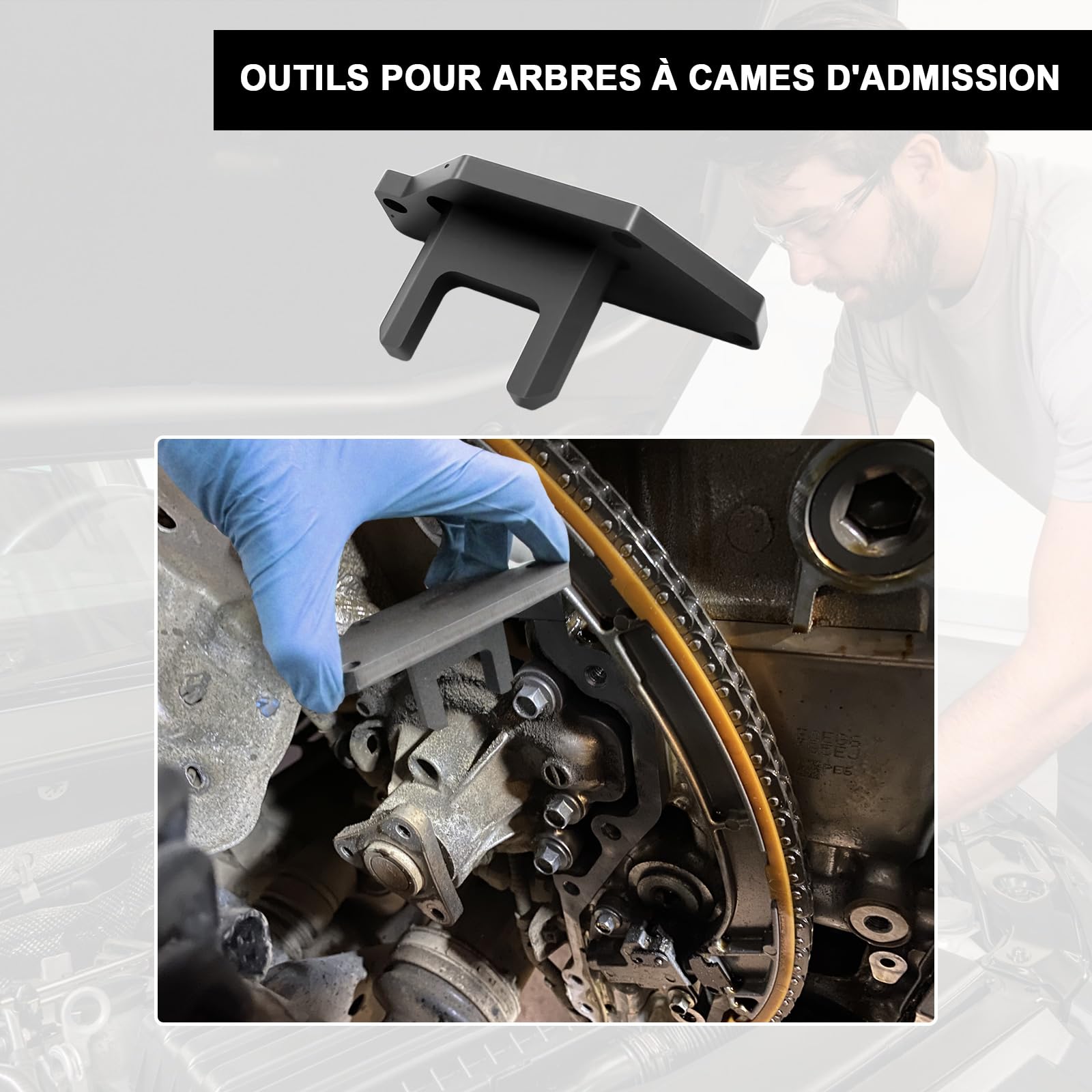 Lot de 8 outils de courroie de distribution moteur, outil de verrouillage et d'alignement d'arbre à cames compatible avec Peugeot 1.0 VTi 1.2 VTi 108 208 308, Citroën, PSA, Toyota 1.0, 1.2, Opel, EB0