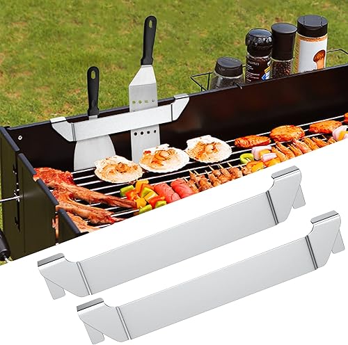 AUAUY Paquete de 2 espátulas de acero inoxidable, soporte para espátula de parrilla para herramientas de barbacoa, soporte para accesorios de