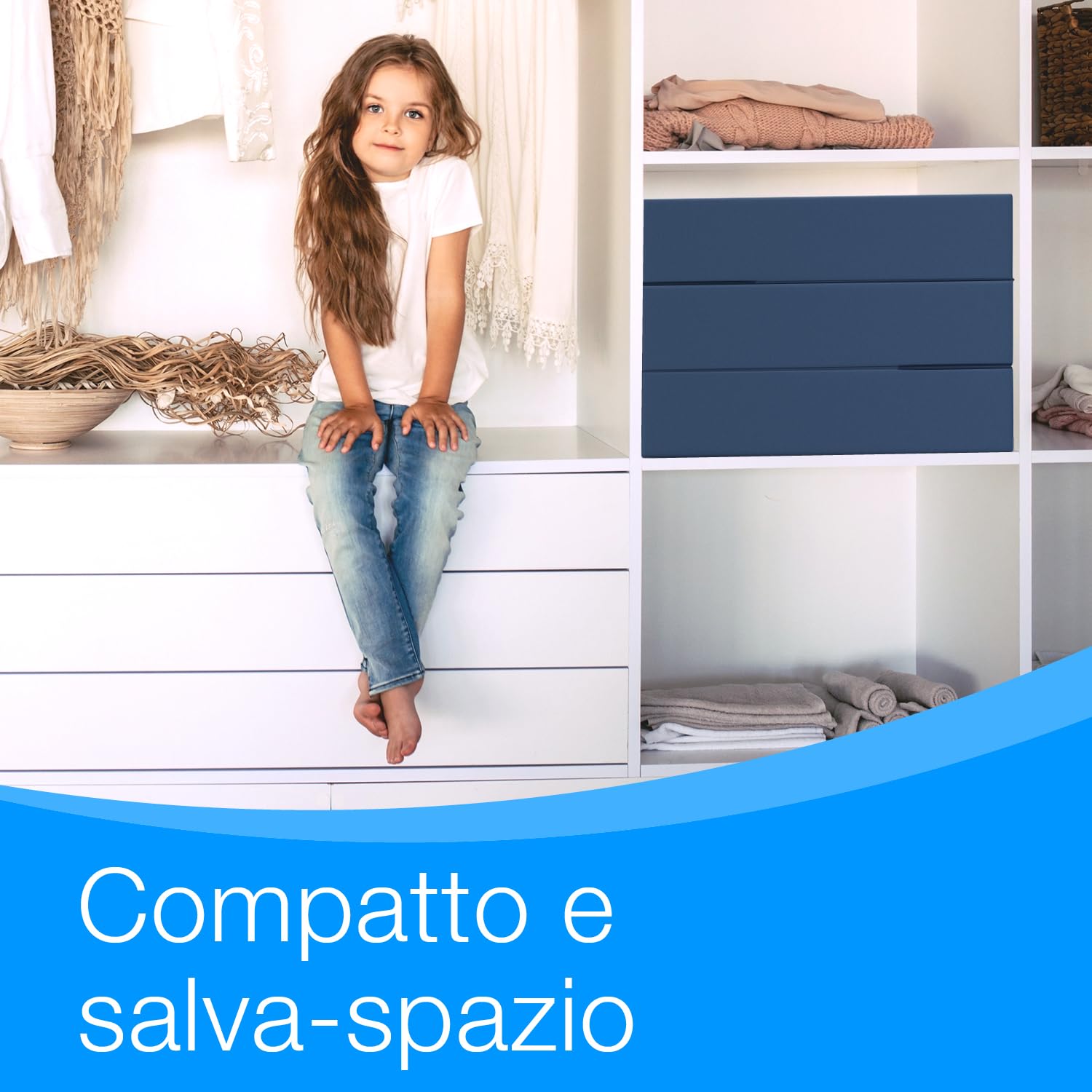 ELONEO materassino pieghevole per ospiti, materasso pieghevole a 3 parti, spugna extra spessa (15cm), lavabile, cubo a disco intervertebrale, adulti (blu, 90 x 200 x 15 cm)
