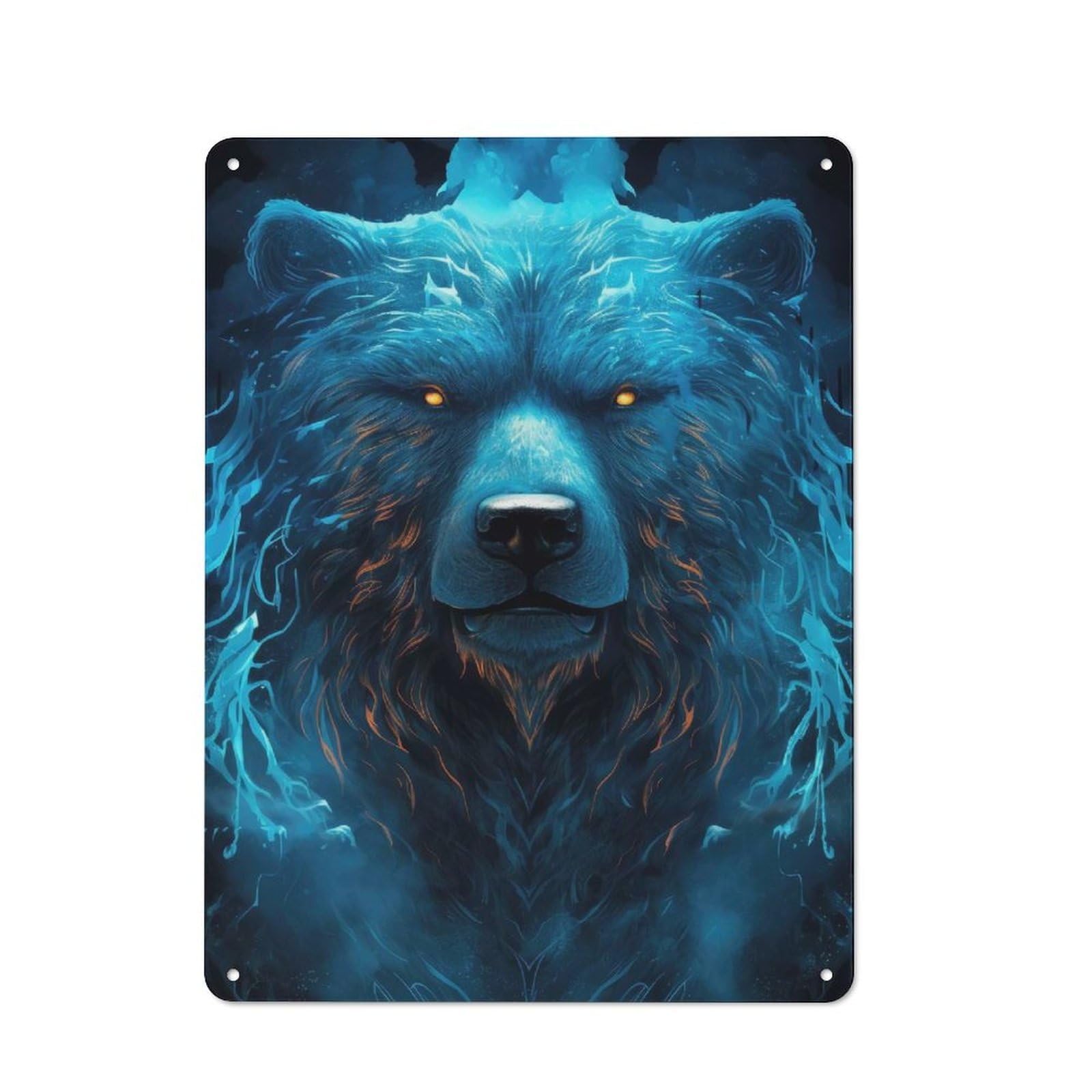 Junmoney Astral Bear Retro Tin Wall Plaque 40X30cm For Home Office Or Studio, Wall Decoration For Home Offices And Studios