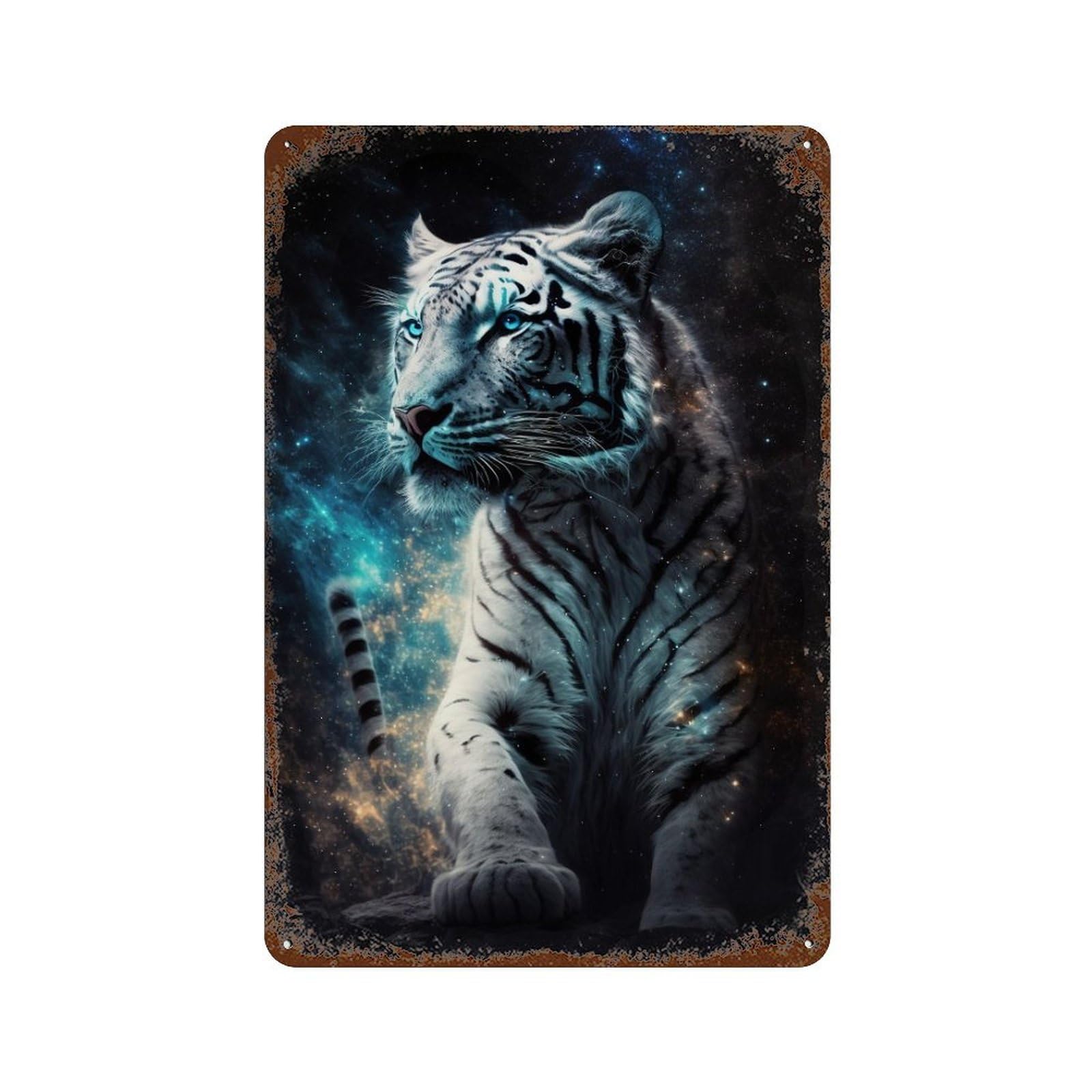 Galactic Tiger Majesty Retro Metal Sign 11.8"x7.9", Shabby Chic Decor for Bistro, Counter And Cafe Decor