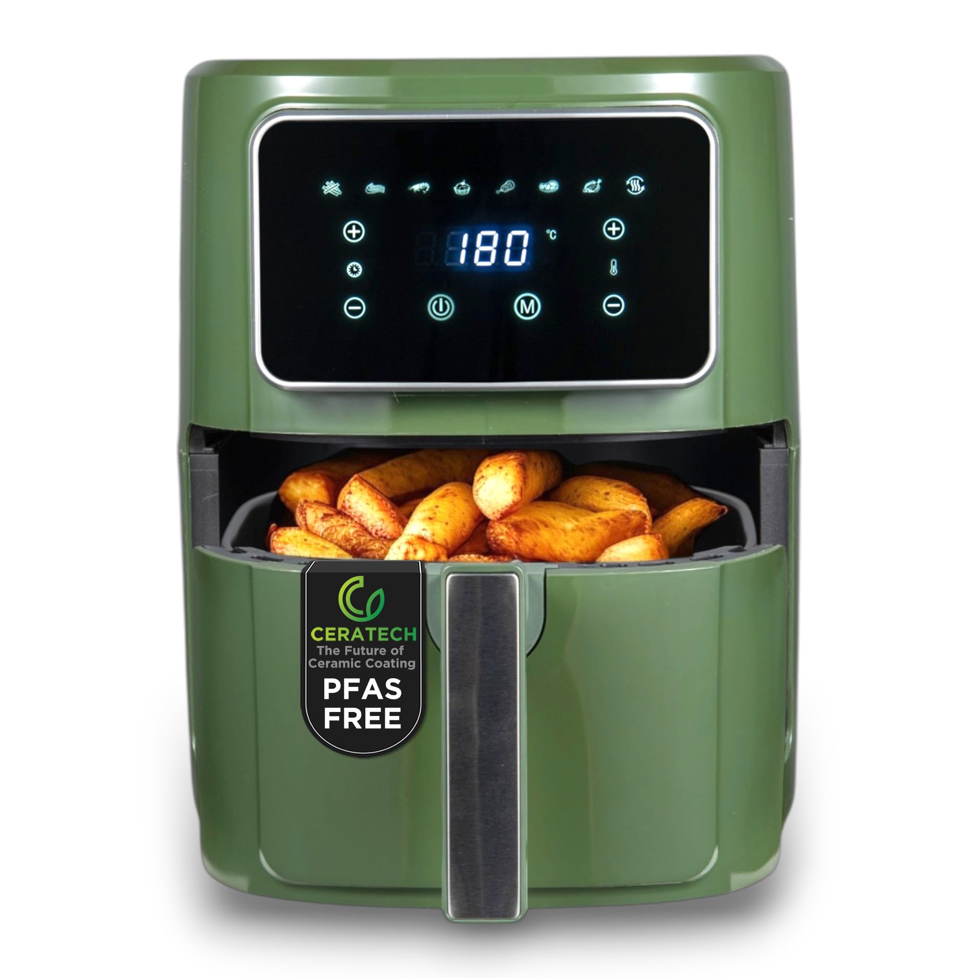 Friggitrice Ad Aria BERGNER MIDNIGHT 6,9L 1800W – 8 Programmi, Rivestimento Ceratech, Timer 30 Min, Nero Lucido