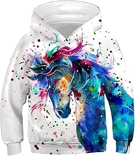 Fanient Children's / Boys’ / Girls’ Hoodies, 3D Print, Vivid Animal Cartoon Graphic Sweatshirt, Pocket Pullover Hoodie for 6-16 Years