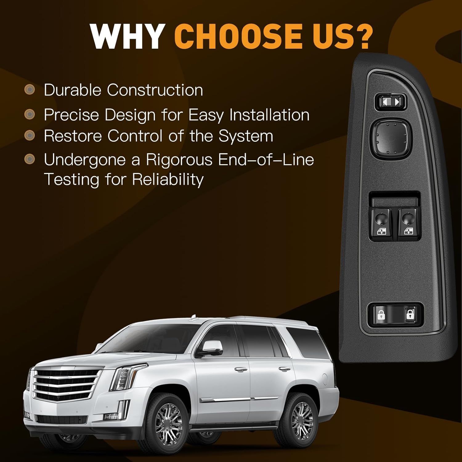 15883318 Automotive Power Window Switch Driver Side with Black Bezel Cover, Master Door Window Control Switches for 2003-2007 Chevrolet Silverado, 2003-2007 GMC Sierra - Replace 920-023 DWS-226