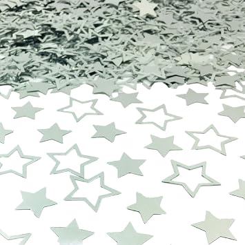 Confetti Star Confetti Birthday Party Scatter Wedding Party Sequins Glitter Metallic Table Decoration for Anniversary Birthday Retirement Weeding event Supplies.Star 2 Size Silver
