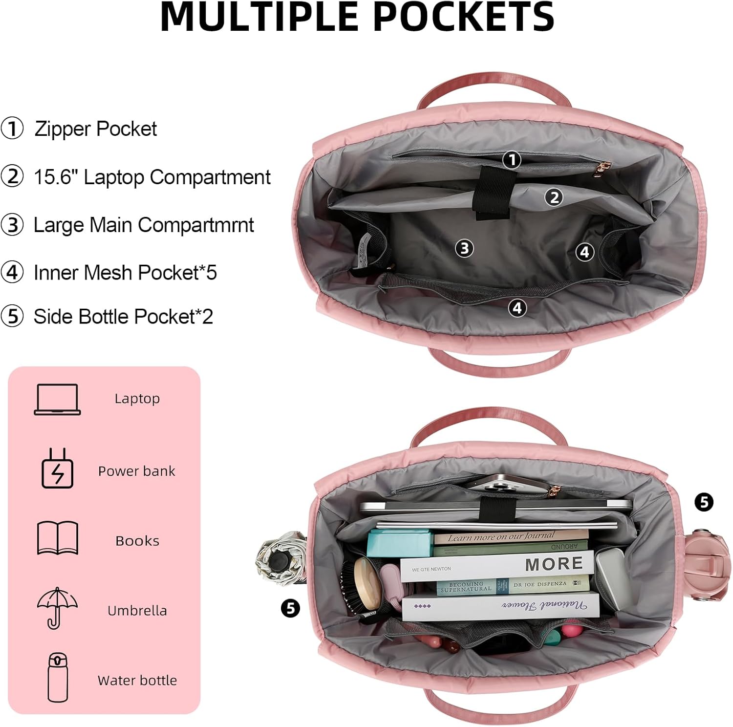 KKXIU Lunch Tote Bag for Teacher & Nurse, 15.6 Inch Laptop Tote with Insulated Lunch Box Pocket for Women - Image 6