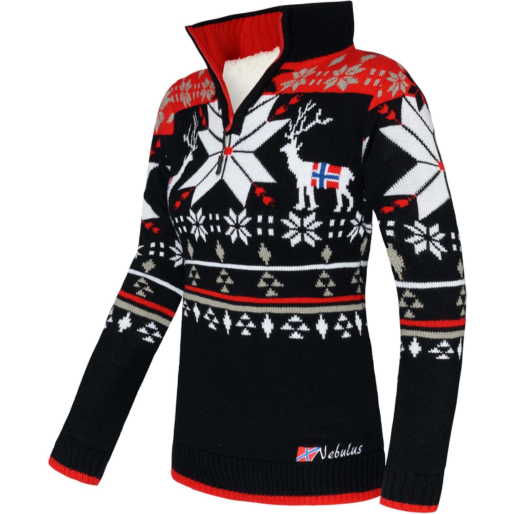 Nebulus Jersey de punto con pelo Fria para mujer, color negro y rojo, talla XL (42)