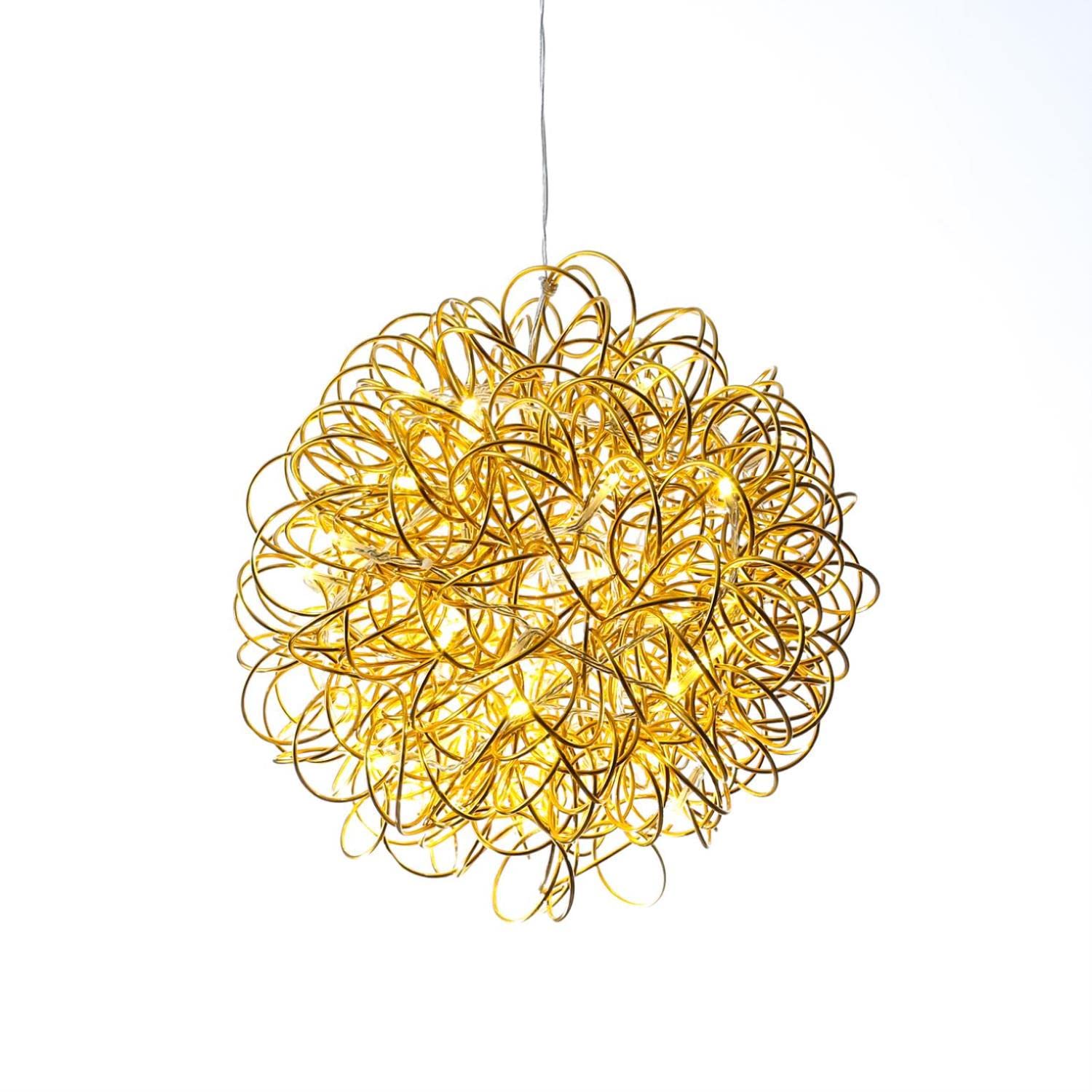 LED 3D Design Drahtkugel SPHERE – goldene Kugelleuchte, warmweiß (30 cm) – Innen/Außen