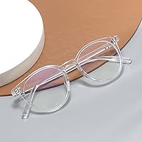 Vista 3 de Gafas pequeñas redondas con bloqueo de luz azul, gafas de plástico retro para computadora para mujeres y hombres, antifatiga ocular
