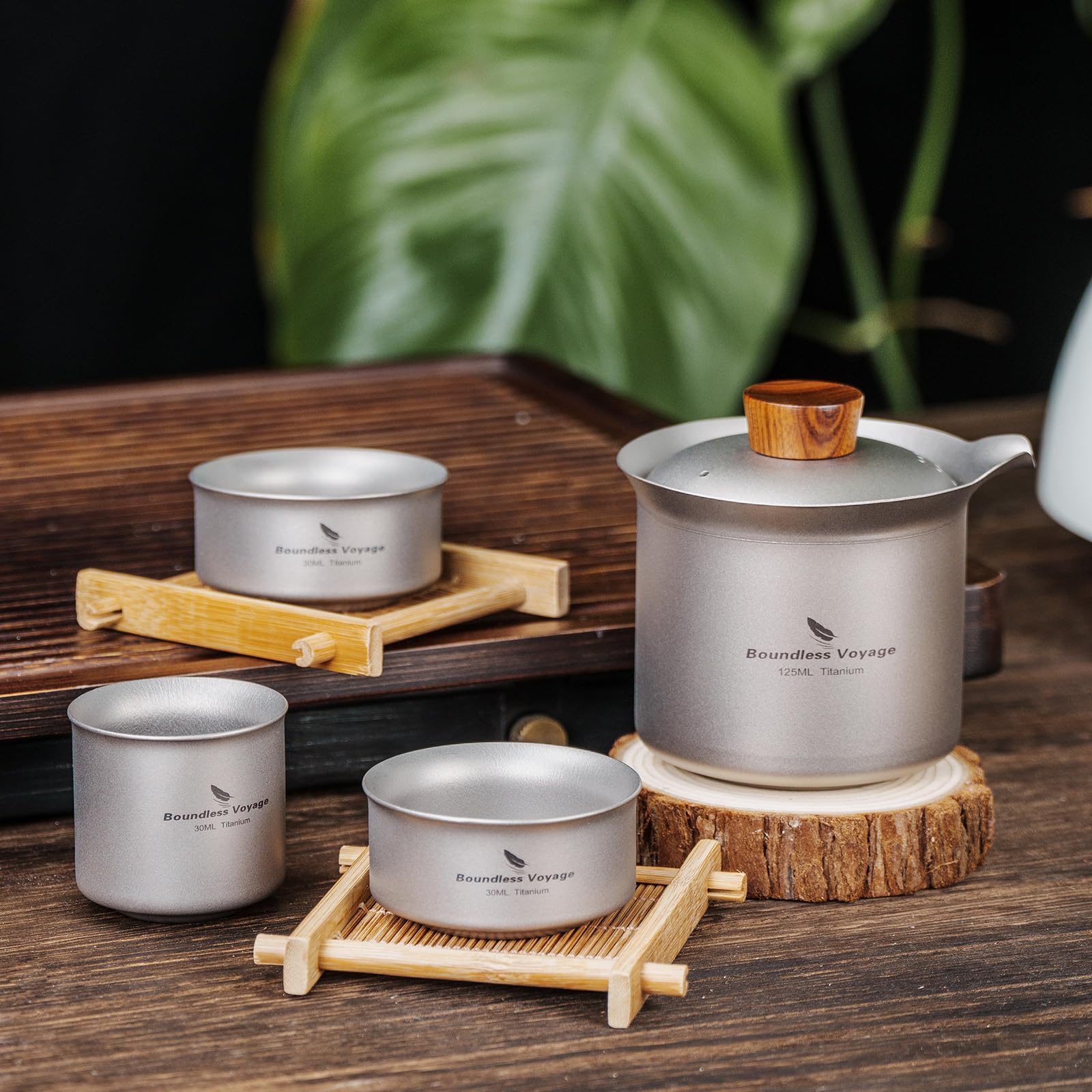 Boundless Voyage Titan Camping Teebereiter Outdoor Tasse Titan Tasse Set Doppelschicht Teetasse Leicht Tragbares Geschirr Ti3149D, Ti3145D+Ti3148D/UKK