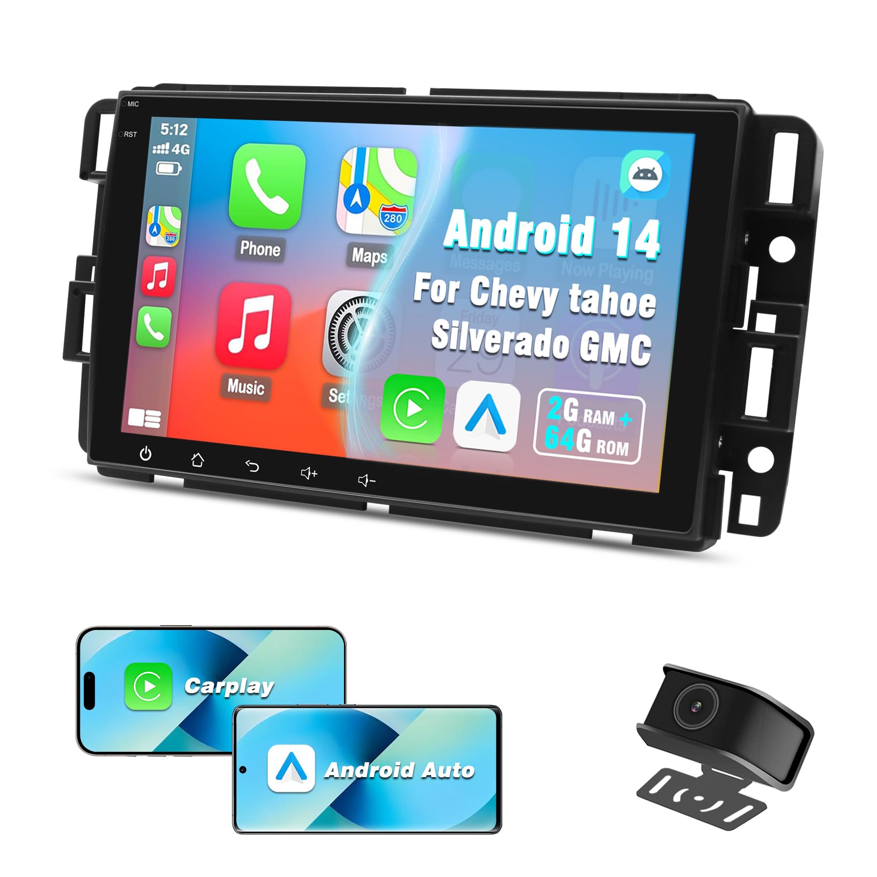 Android 13 Car Stereo for GMC Sierra Yukon Chevrolet Buick Chevy Silverado – 8 Inch IPS Touch Screen, Wireless CarPlay/Android Auto, 2G+64G, Bluetooth/GPS/WiFi, HD Waterproof Backup Camera-image-39