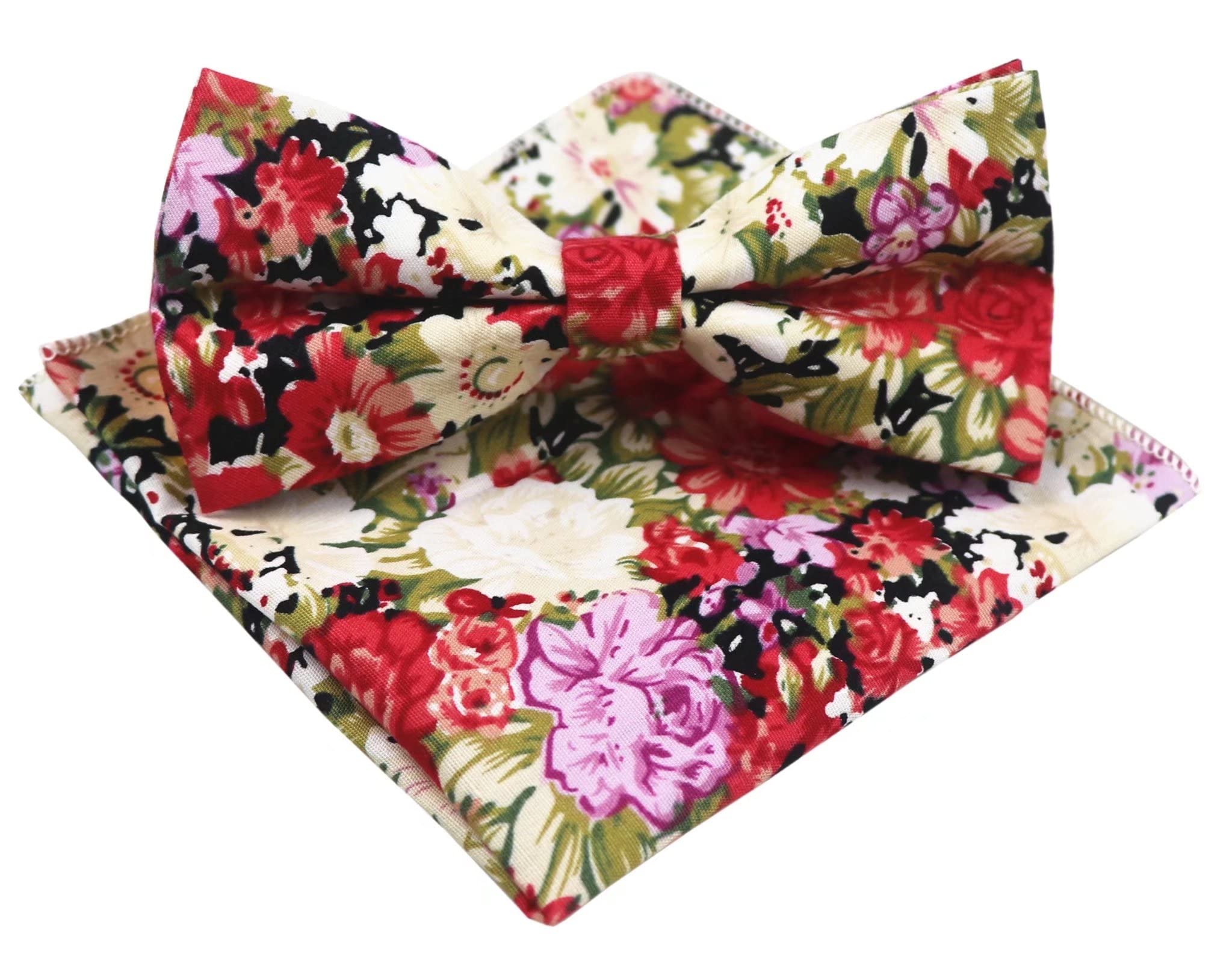 Secdtie Men's Skinny Tie Fashion Causal Cotton Floral Printed Linen Necktie