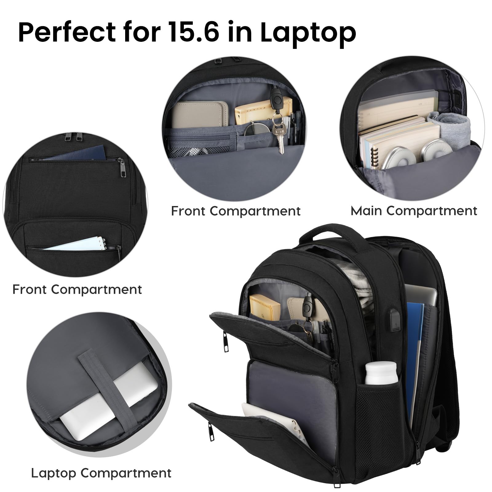 Rucksack Herren Damen, Schulrucksack Jungen Teenager, TSA Wasserdicht Arbeit 17.3 Zoll Laptop Rucksack mit USB Ladeanschluss, Reisen Wandern Backpack mit Anti Diebstahl Tasche, Grau Daypack, 25-40 L