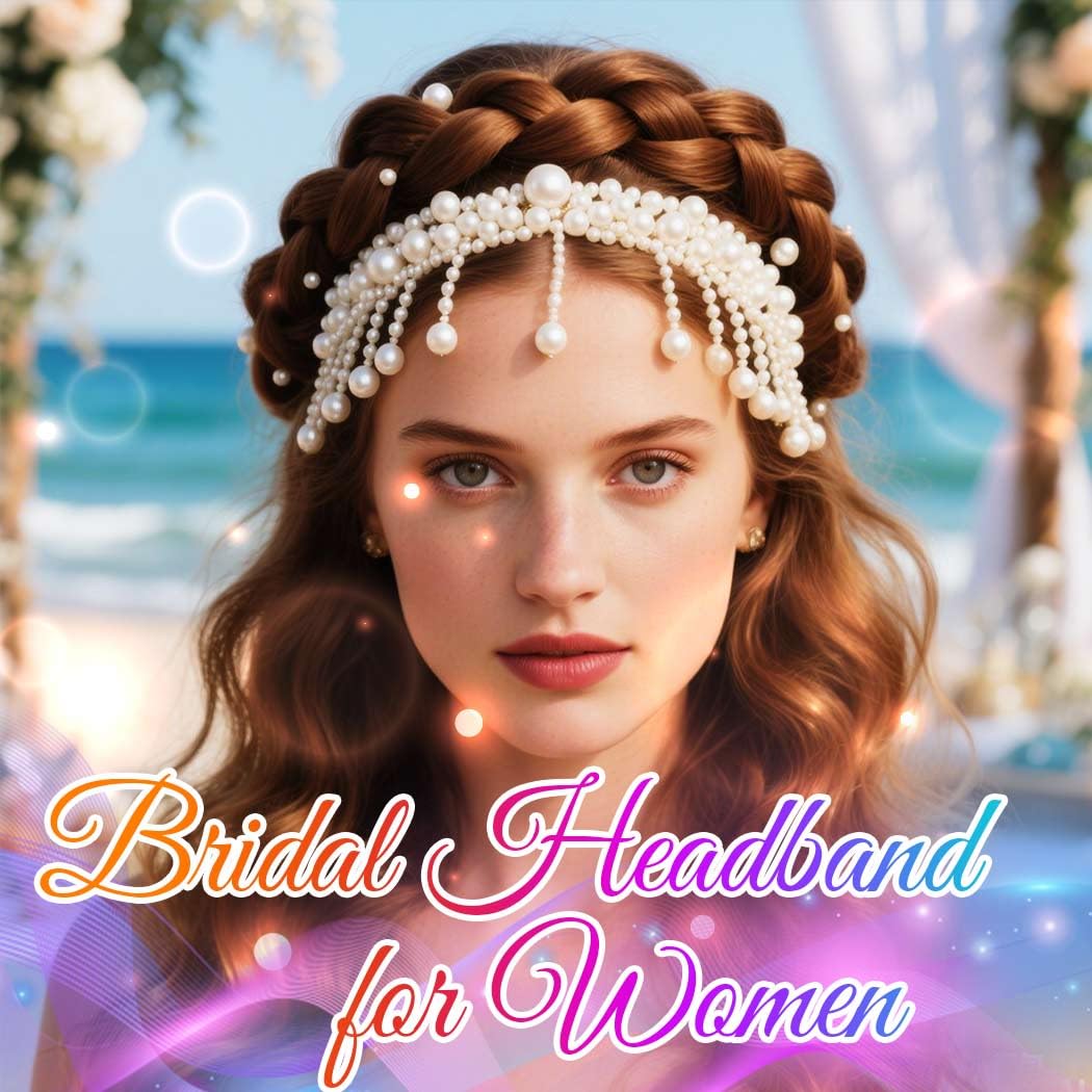 Catery Pearl Wedding Headband Bridal Hair Vine Headpiece Tassel Bride Accessories for Women (White) - Image 7