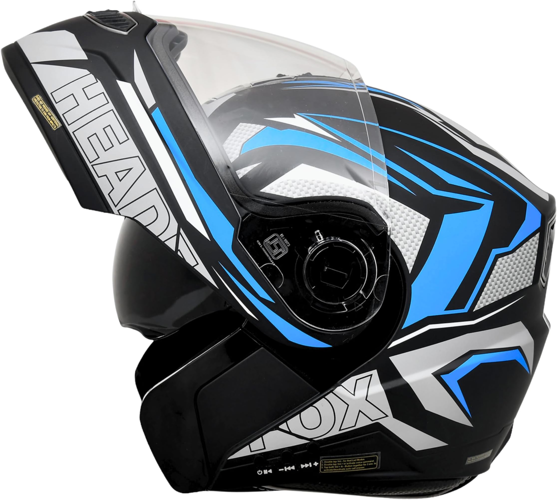 HEADFOX N2F Metro Flip-up Bluetooth Helmet for Man Bike | Waterproof Smart Helmet | ISI Certified | Built-in Bluetooth | Matte Finish