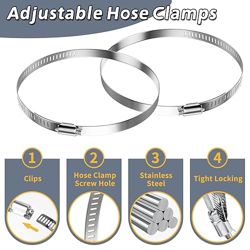 Miniatura 4 de Flamorrow Kit de montaje de poste, soportes de acero inoxidable 304 de 11.8 x 2 pulgadas con abrazadera ajustable de 1.969-7.874 in para cajas de