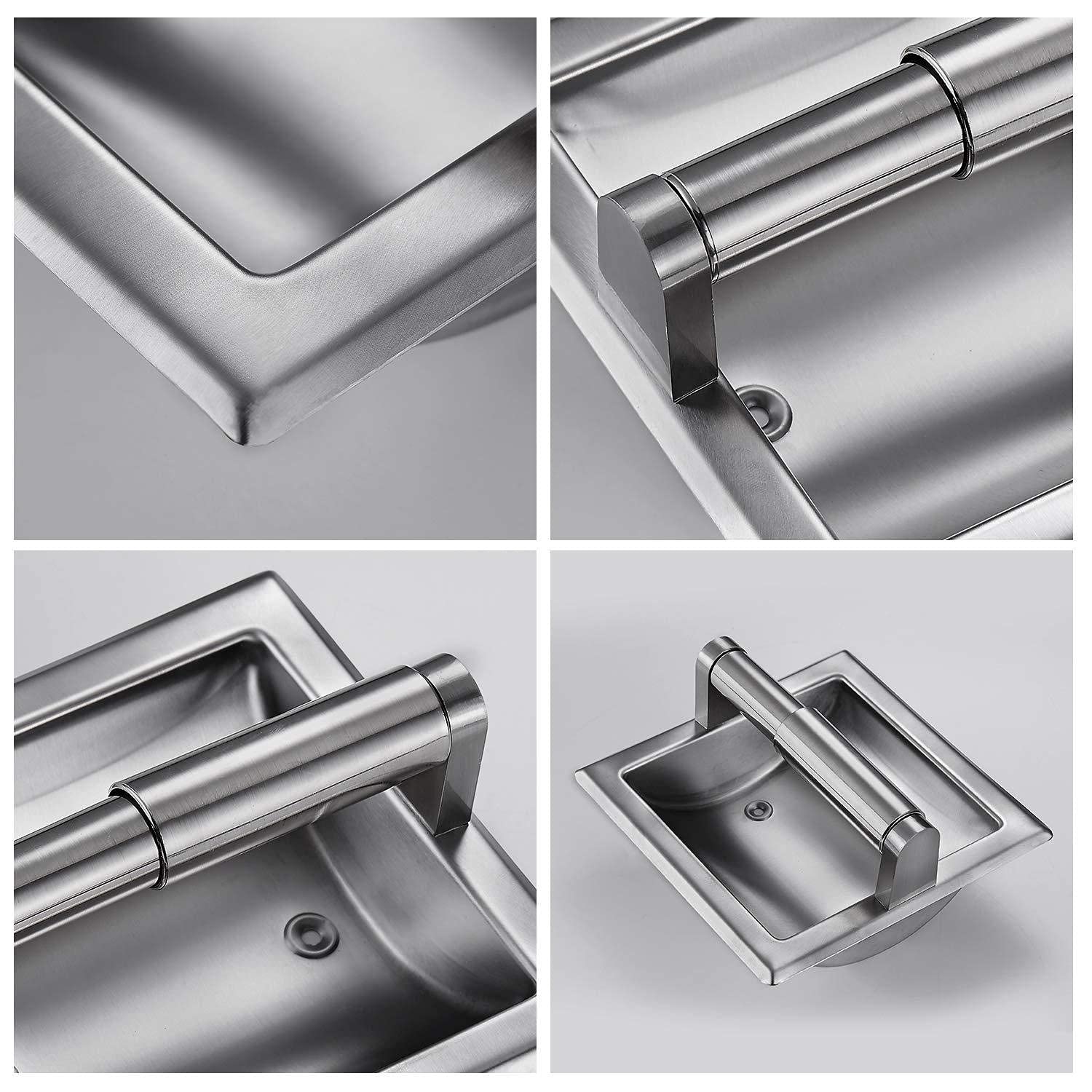 POKIM Matte Black Recessed Toilet Paper Holder - Stainless Steel In-Wall Mount For Bathroom, Holds Mega Rolls - View #2
