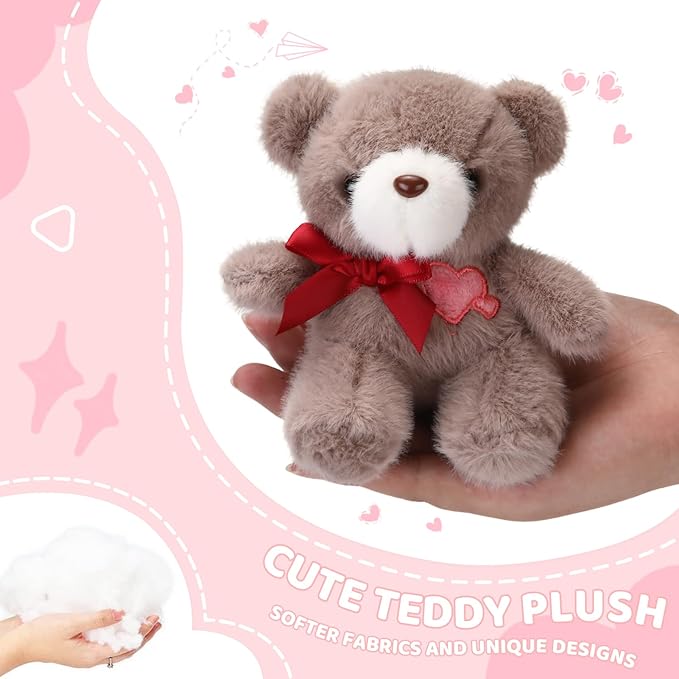 Peluche Oso de Peluche Abearcar Marrón con Corazón Bordado y Corbata miniatura 5